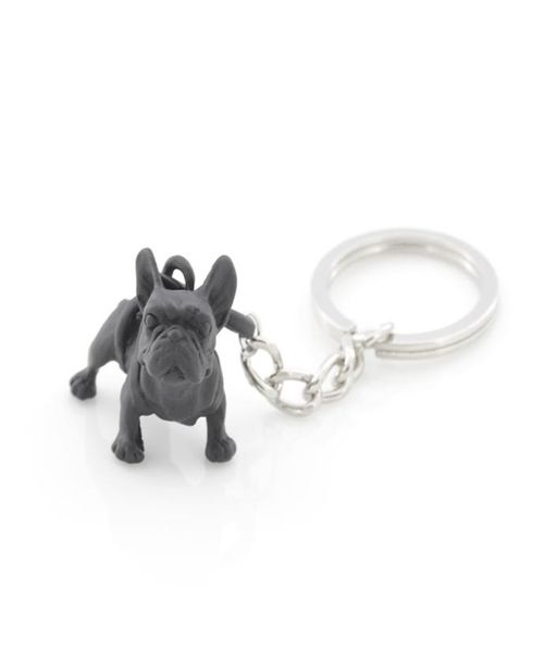 Metal preto bulldog francês chaveiro bonito cão animal chaveiros feminino saco charme jóias para animais de estimação presente lotes inteiros 2209816608