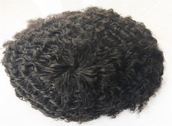 10mm onda afro encaracolado masculino peruca completa do plutônio cabelo humano peruca para preto sistema de substituição profundo encaracolado remy cabelo rendas peruca 5323182