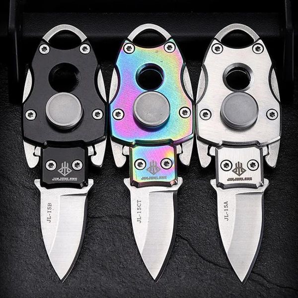 Üst Dönen Üst EDC Fidget Spinner Küçük Bıçak 2in1 Açık Cep Yüksek Sertlik Kendinden Defense Gyrefense Jiroskop Erkekler Men Hediye Mini Katli