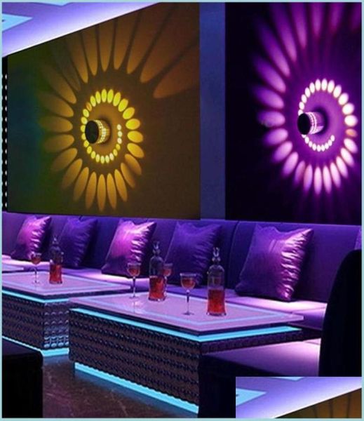 Lâmpadas de parede Rgb Spiral Hole LED Luzes de parede Lâmpada de efeito com controle remoto Colorf para festa Bar Lobby Ktv Decoração de casa Drop 5332490