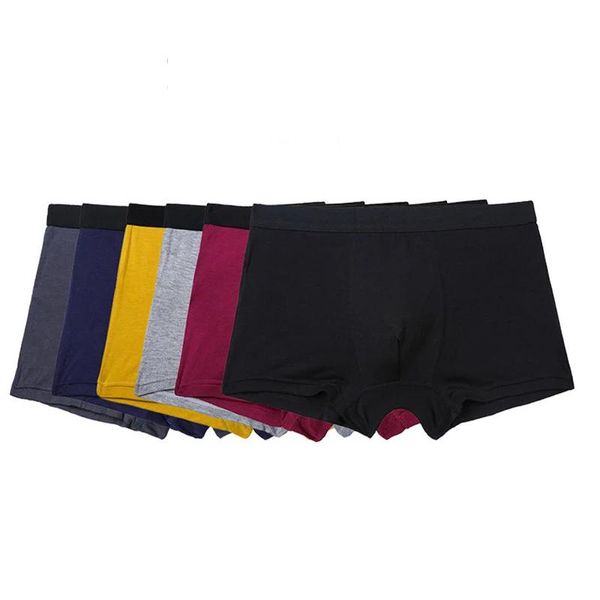 Underpants 6pcs/Lot Men's Underwears Ventilate a cor sólida de cor sólida respirável cueca confortável shorts elásticos de boxer masculino Hot