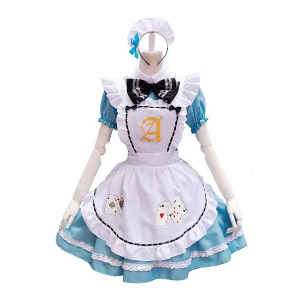 Jeans blu Alice Carte da gioco Lolita Maid Dress Costumi Cosplay per ragazze Donna Cameriera Alice Poker Maid Party Costume di scena