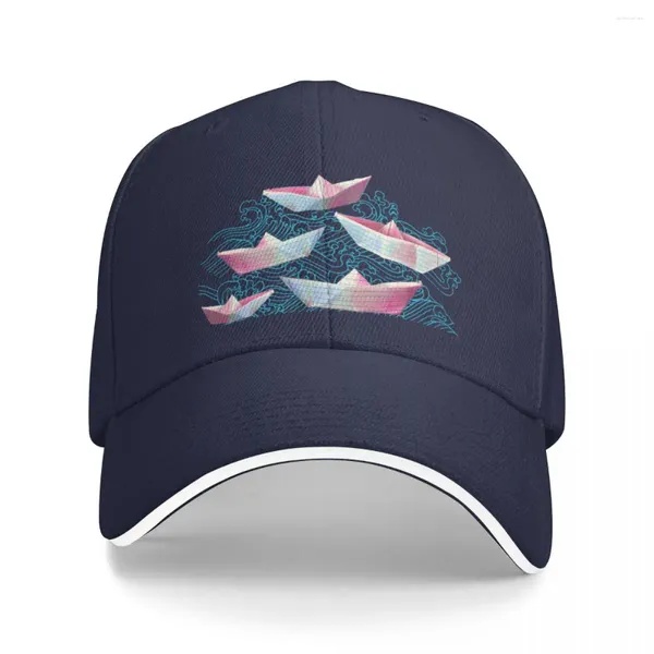 Top Caps Japon dalgaları ve kağıt tekneler beyzbol şapkası vintage UV koruma güneş şapkası Kabarık şapkalar kadınlar için erkekler erkekler