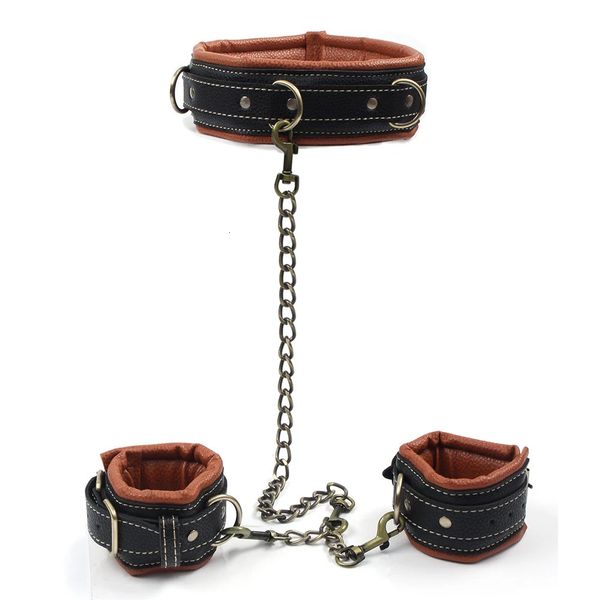 BDSM Collar Pulso Cuff Bondage Restraints Kit Macio Kinky Algemas Escravo Cinto Casal Jogos Sexuais Produtos Adultos 18 Sexo 240105