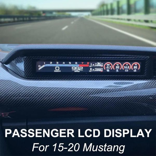 Messgeräte, Beifahrerseite, LCD-Display für Ford Mustang 2015–2020, digitales Instrumentenbrett, Geschwindigkeitsmesser, Kohlefaser-Stil, AUTOSONUS318o