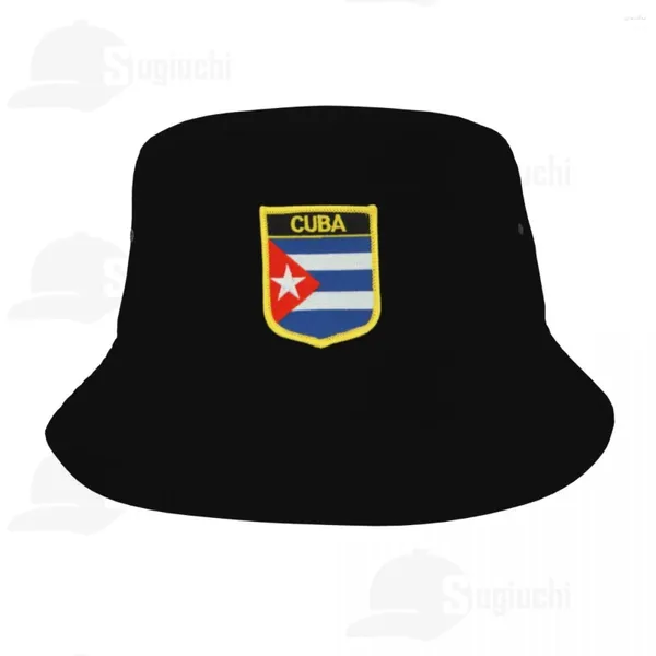 Berets bordado balde chapéus cuba bandeira legal fãs sol sombra ao ar livre verão pescador boné de pesca