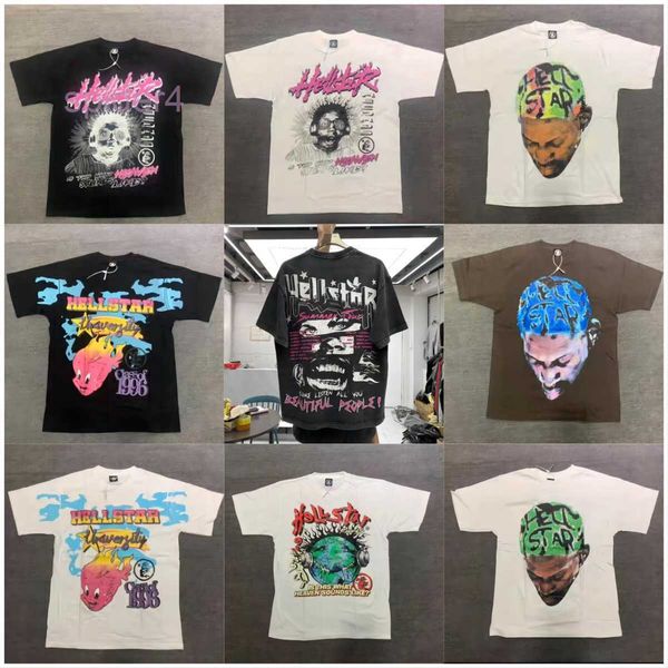 Erkek Tişörtler Hellstar Pamuk T-Shirt Moda Siyah Erkekler Kadın Tasarımcı Giysileri Çizgi Film Grafik Punk Rock Üstler Yaz High Street Street Giyim J230807 N6QC