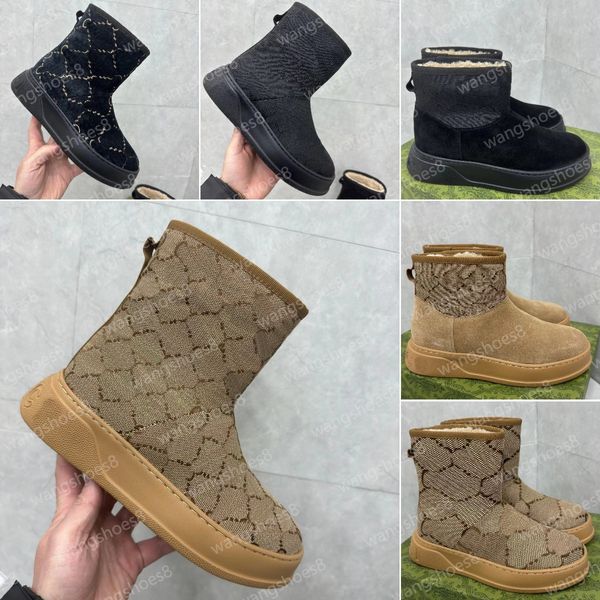 Designer sapatos cruzeiro e g yankees tornozelo botas moda mulheres plataforma casual vaca camurça bordado couro cruzeiro botas de lã botas de neve tamanho 35-41