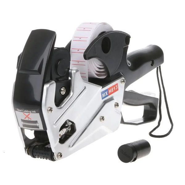 MX-H813 a-line 8 dígitos preço tag arma labeler etiqueta papel para loja de varejo preços tag display ferramenta rolo tinta 240105