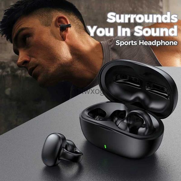 Fones de ouvido de telefone celular Condução óssea Fone de ouvido Bluetooth 5.3 Clip Earbud Sport Wireless Headphone Panorâmico Sound Headset com microfone à prova d'água YQ240105