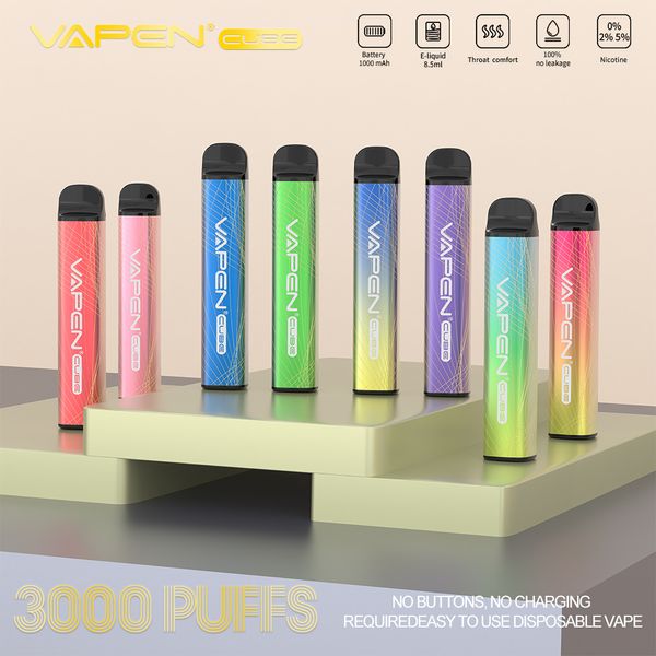 Autentico VAPEN Cube 3000Puffs 0% 2% 5% Penna Vape usa e getta opzionale Kit di sigarette elettroniche Capacità 8ML Capacità 1000mAh Batteria preriempita Puff FLEX Bar Cube 3000 Vape