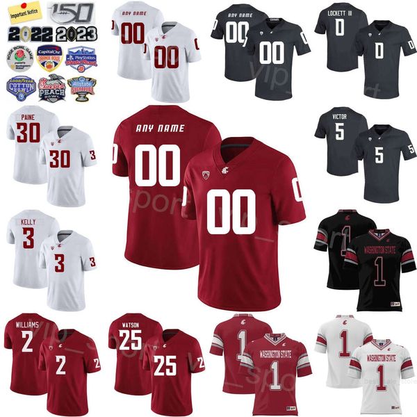 Mans College Washington State Cougars Football 10 John Mateer Jersey 5 Lincoln Victor 3 Josh Kelly 1 Cameron Ward 30 Dylan Paine 25 Nakia Watson University Sport