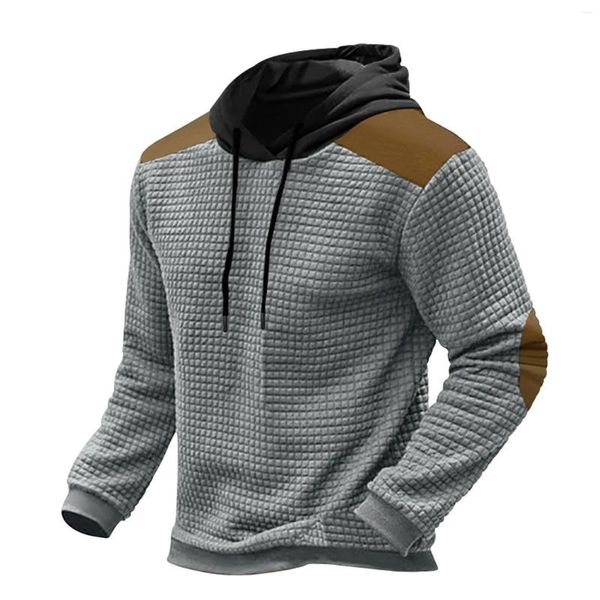 Moletons masculinos masculino e outumn e inverno O grande tamanho solto plus size meio com zíper com capuz com capuz suéter de pachwork waffle blusa de cordão