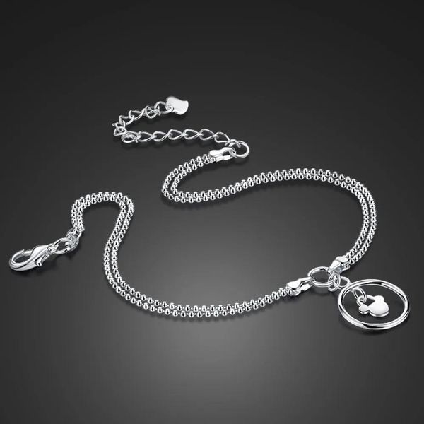 Cavigliere Nuovo simpatico cavigliera con ciondolo per donna Bracciale in argento sterling al 100% su una gamba Moda piede Chian 27 cm Regalo gioielli per ragazza