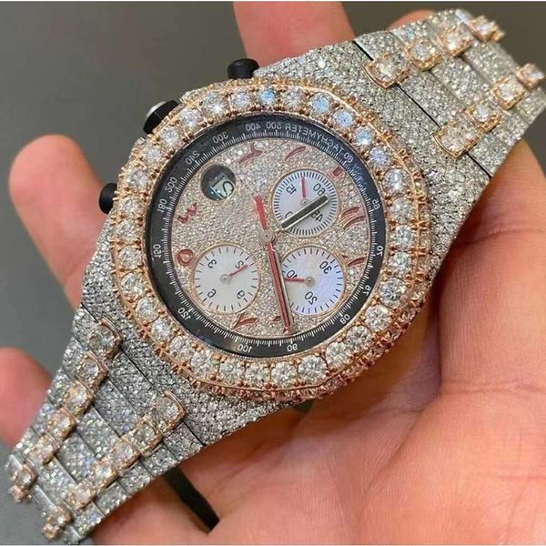 HXAN 2023Andere Uhr Armbanduhr Sparkle Ice Out Pave Setting VVS Diamantuhr für Herren Edelstahlmaterial In Modemarke