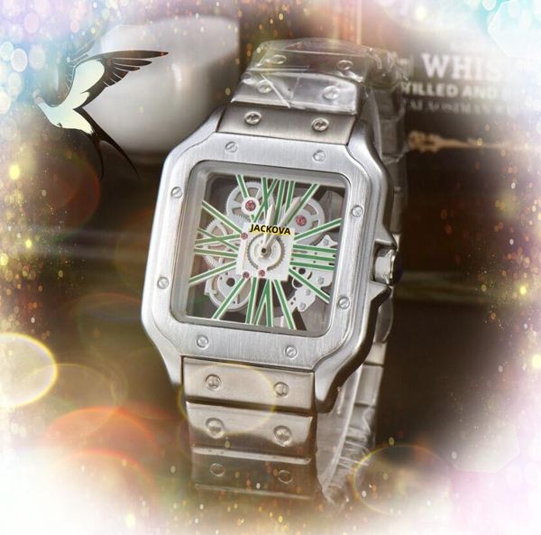 Tendência de negócios relógios highend homens quartzo cronógrafo movimento europeu marca superior relógio geneve aço inoxidável mostrador quadrado pulseira pulseira relógio de pulso presentes
