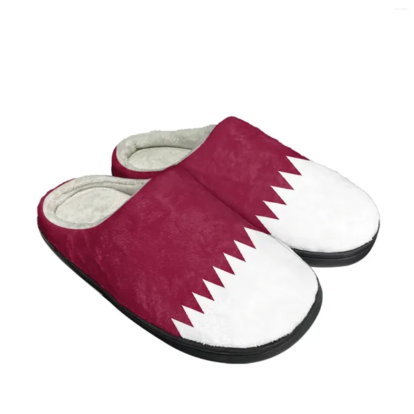 Hausschuhe, Katar-Flagge, Baumwolle, individuell, für Herren und Damen, Sandalen, Plüsch, Schlafzimmer, lässig, warm haltende Schuhe, Thermo-Slipper