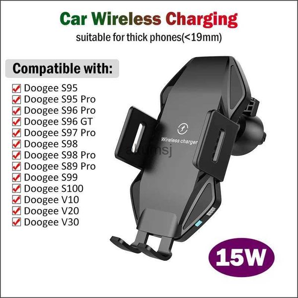 Caricabatterie wireless Qi Caricabatterie wireless veloce per auto da 15 W per Doogee S98 S99 S100 S95 S96 S97 S88 S89 Pro V10 V20 V30 Supporto per telefono per auto con bloccaggio automatico YQ240105