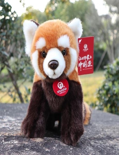 Lifelike menor panda brinquedos de pelúcia bonito vida real panda vermelho brinquedos de pelúcia bonecas presente de aniversário para crianças lj2011267914129