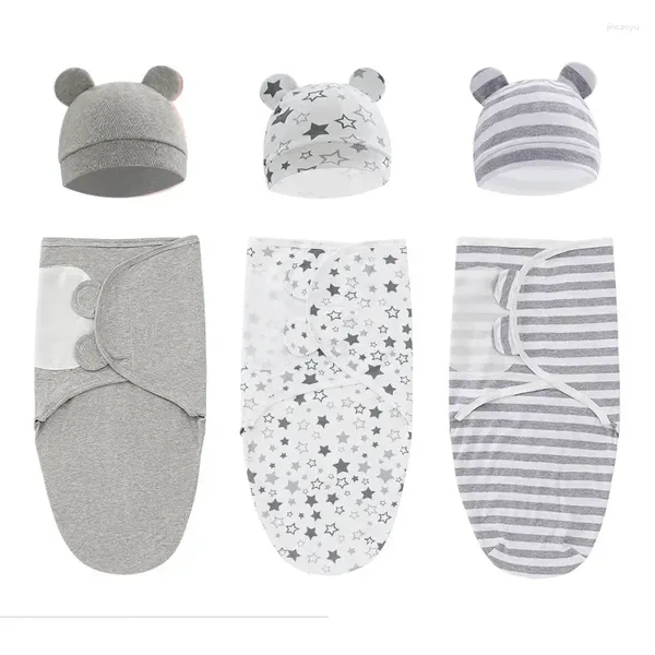 Battaniye saf pamuklu bebek kunesi battaniye şal şapka seti bebekler için ayarlanabilir 0-6 aylık