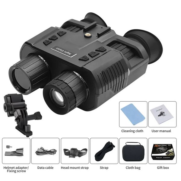 N016NV8000 Pro 3D binocolo per visione notturna a infrarossi telescopio HD 1080P supporto per testa telecamera oscurante per tattiche di caccia occhiali 240104