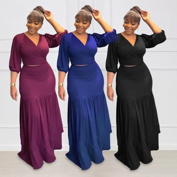 Vestidos de trabalho femininos fino curto topo casual saia de cintura alta commuter elegante conjunto de duas peças senhoras cor sólida v pescoço vestido ternos outono