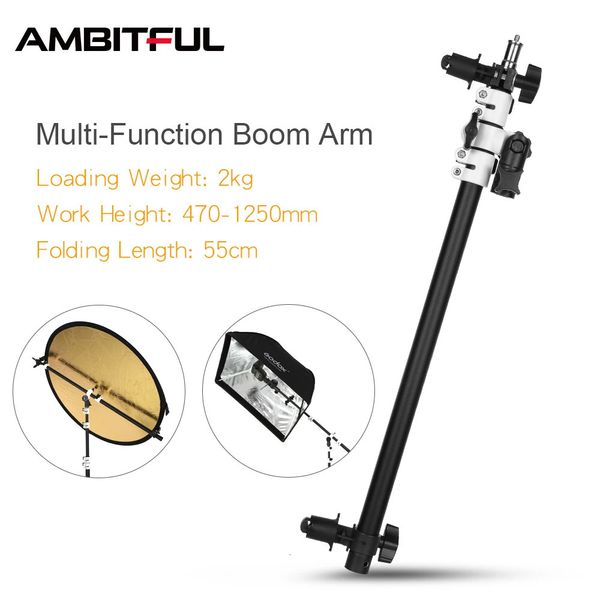 Suporte de suporte de cabeça giratória, suporte de disco refletor com braço telescópico, saco de areia com luz superior para speedlite mini flash estroboscópico 240104