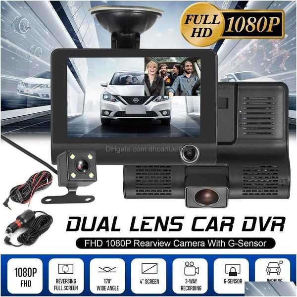 Carro dvrs carro dvr hd ips sn 3 lente 4.0 Polegada câmera traço com retrovisor gravador de vídeo registrador dvrs cam nova chegada entrega gota auto dhm1h