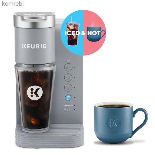 Кофеварки 2023 Новинка Keurig K-Iced Essentials Серая кофеварка со льдом и горячей водой, капсульная кофеварка K-Cup на одну порциюL240105