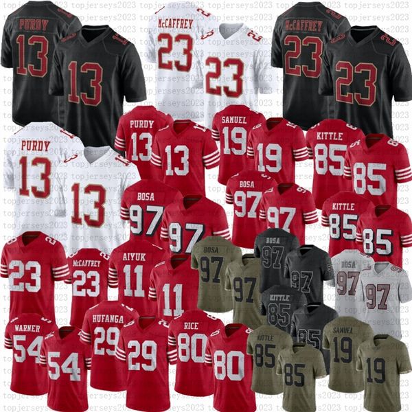 2024 Christian McCaffrey Brock Purdy maglie da calcio Bosa George Kittle Deebo Samuel Fred Warner Jerry Rice Montana Talanoa Hufanga Brandon Aiyuk Montana Young