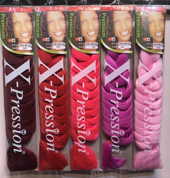 Capelli intrecciati Xpression tessuto sintetico per capelli JUMBO BRAIDS trecce ultra sfuse estensione cheveux 82 pollici capelli all'uncinetto 165 grammi singl6786727