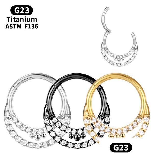 Anéis de nariz Studs Septo Piercings Industriais Titanium Bar Tragus Sexy G23 Anel de Cartilagem Orelha Helix Brincos Bola Clicker Unisex Bo Dhw3P