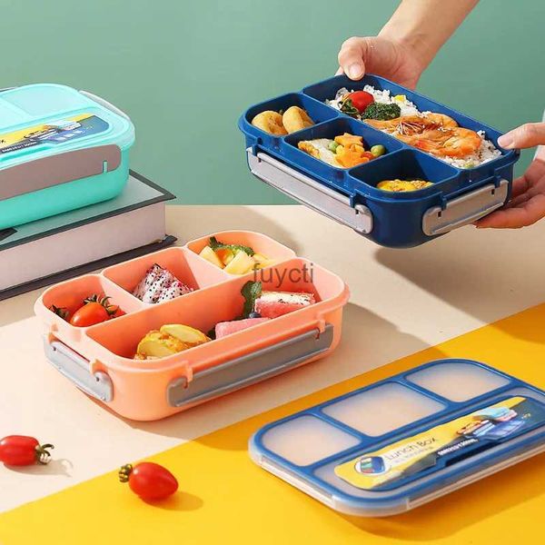 Caixas Bento Quatro Lancheira de Plástico para Crianças Almoço Trabalhador de Escritório Lancheiras Forno de Microondas Sac A Lunch Enfant Lancheira Bento para Crianças YQ240105