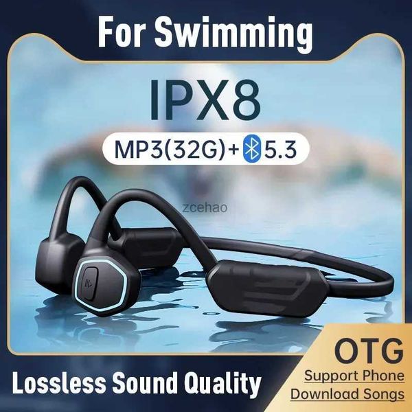 Fones de ouvido de telefone celular X15 Natação 32GB Fones de ouvido de condução óssea Bluetooth sem fio IPX8 MP3 Player Hifi Headphone com microfone para SwimLF