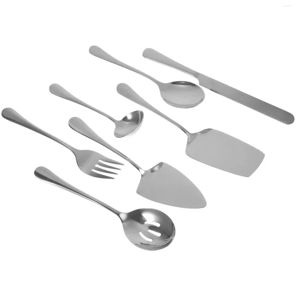 Conjuntos de talheres de aço inoxidável faca de bolo ocidental grande servindo utensílios pão portátil garfo colher sobremesa talheres kit