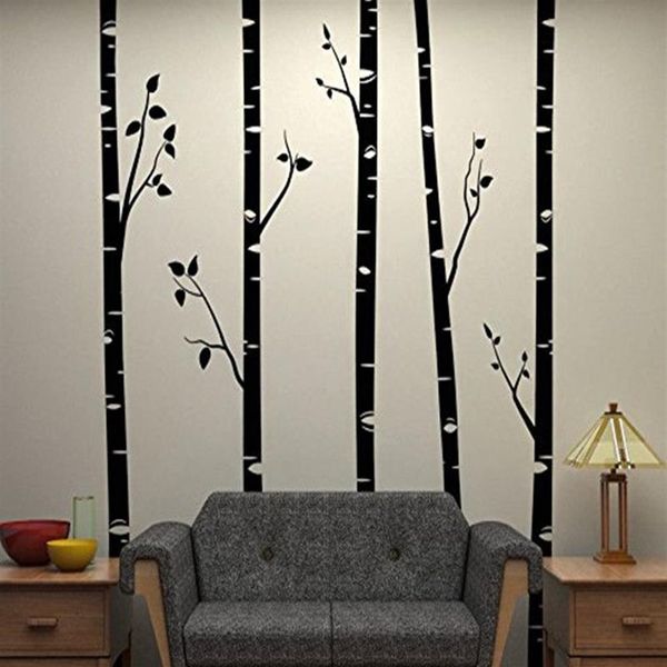 5 große Birken mit Zweigen Wandaufkleber für Kinderzimmer, abnehmbare Vinyl-Wandkunst, Babyzimmer-Wandaufkleber, Zitate D641B 20120318l