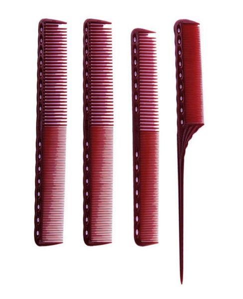 4pcsset maçante vermelho antiestático pente profissional salão de beleza estilo pente curto kit de corte de cabelo para cabeleireiro Whole1598190