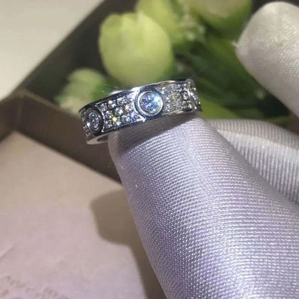 Novo designer anel cheio de diamante titânio anel de prata amor anel de ouro rosa homens e mulheres anéis casal jóias presentes presentes de natal uaaxb