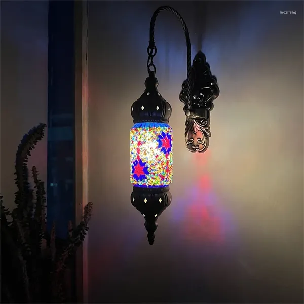 Lampada da parete Ristorante turco vintage El Decorazione da comodino Illuminazione Corridoio Mosaico in vetro Luce a LED