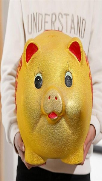 Bonito porco piggy caixas de dinheiro luxo banco de dinheiro das crianças criativo grande seguro caja dinero seguridad plástico grande caixa de dinheiro ba60xxg lj26777441