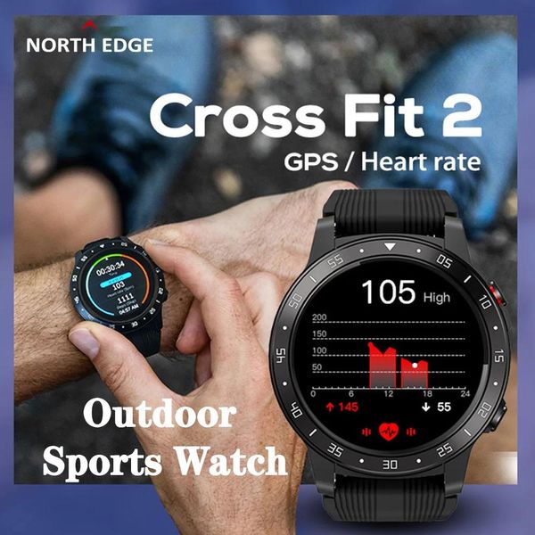 Relógios originais North Edge GPS Smart Watch Homens Bússola BT Chamada Frequência Cardíaca Atmosférica Sport Watch Altitude Monitor Cross Fit 2