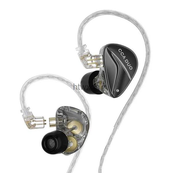Fones de ouvido de telefone celular CCA DUO In Ear Metal Headset Monitor Earbuds Fone de ouvido HiFi Sport Monitor Music Bass Game Headphones YQ240105