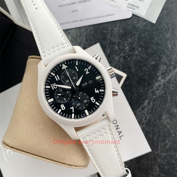 ZF Factory Super Edition Herrenuhren IW389105, 44,5 mm, automatische mechanische Uhr, ETA7750-Uhrwerk, schwarzes blaues Zifferblatt, Saphir-weiße Keramik-Timer-Armbanduhren-22