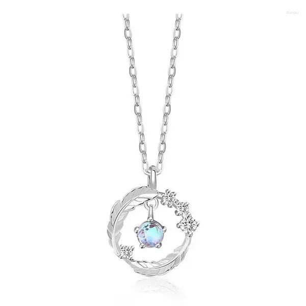 Anhänger Halsketten Mode Feder Form Halskette 925 Sterling Silber Nadel Kette Für Frauen Edlen Schmuck Hochzeit Geburtstag Geschenk