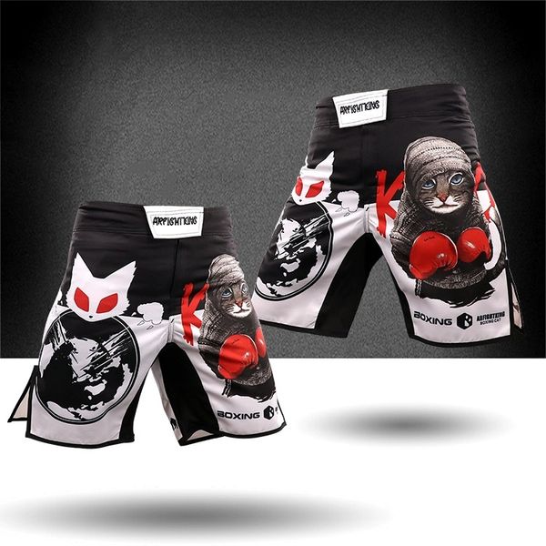 MMA Salve a Terra Gato Luta Combate Abrangente Treinamento de Kickboxing Sanda Shorts Calças de Boxe Esportes Fitness Muay Thai Personalização