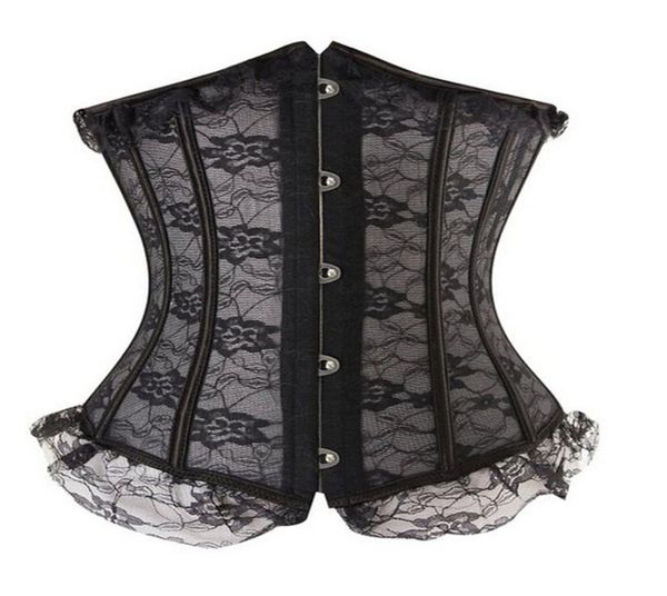 Seksi Underbust Korse Şeffaf Net Net Body Chaper Budier Black Cbwear Dantel Çiçek Kapak iç çamaşırı S-2XL1757164