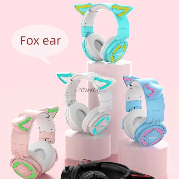 Cep Telefonu Kulaklıklar YK-069 Fox Ear Fone Fone Bluetooth Kulaklık Kablosuz Oyun Kulaklıkları Kulak Kulaklıkları Üzerinde ESPORT ESPORT Kulaklığı Kız Şirin Hediye YQ240105