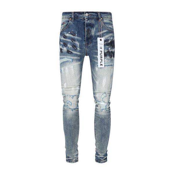 Lila Jeans Designer Herrenhosen Modemarke Lila Herren Neue Anti Aging Slim Fit Lässige enge Jeans