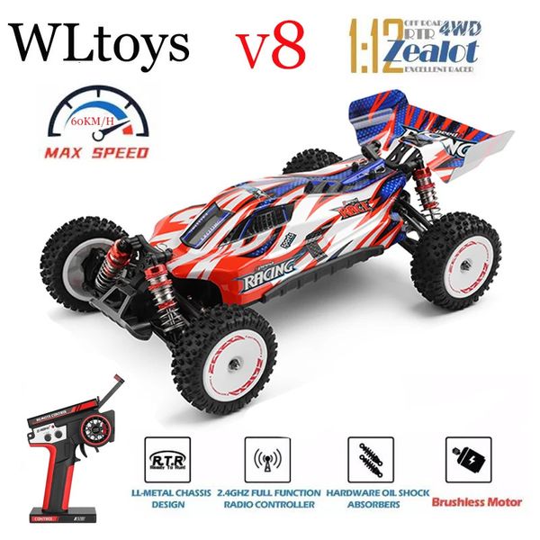 est Wltoys 124008 V8 112 24G Racing RC 4WD Bürstenlosen Motor 60KmH Hochgeschwindigkeits-Ferngesteuertes Auto Offroad Drift Spielzeug 240104