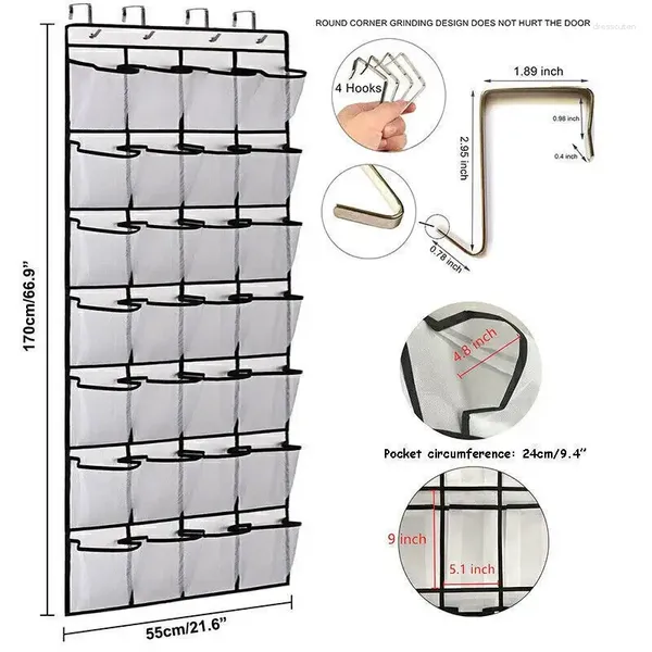 Scatole portaoggetti Tasche sospese Rack 28 Over S Saver Armadio Organizzatore Dietro la porta Borsa Appendiabiti Scarpe Lo spazio